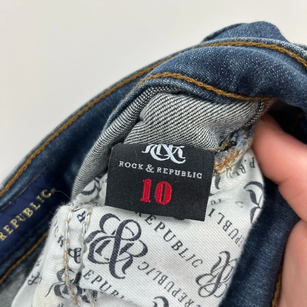Womens Rock & Republic Mid-Rise Berlin Dark Wash Skinny Denim Jeans Size 10 - Picture 5 of 12